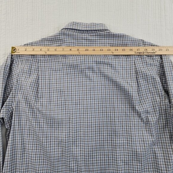 Jos A Bank Reserve Shirt Men's L Grey Blue Check EUC Egyptian Cotton Traditional - Picture 9 of 15
